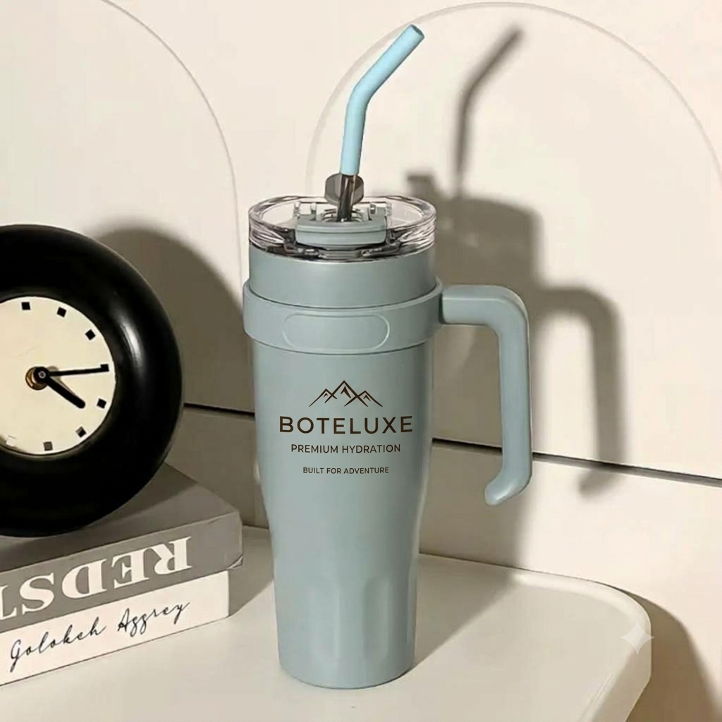 BOTELUXE™ Insulated Tumbler with Handle & Straw