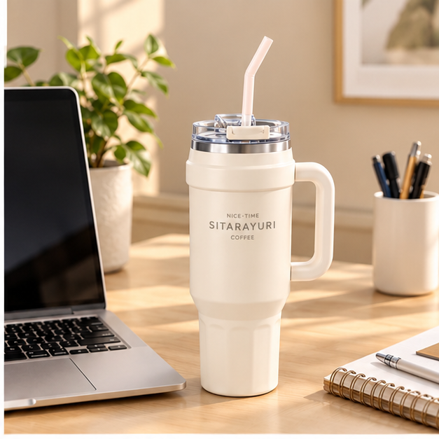 BOTELUXE insulated tumbler on a workspace desk